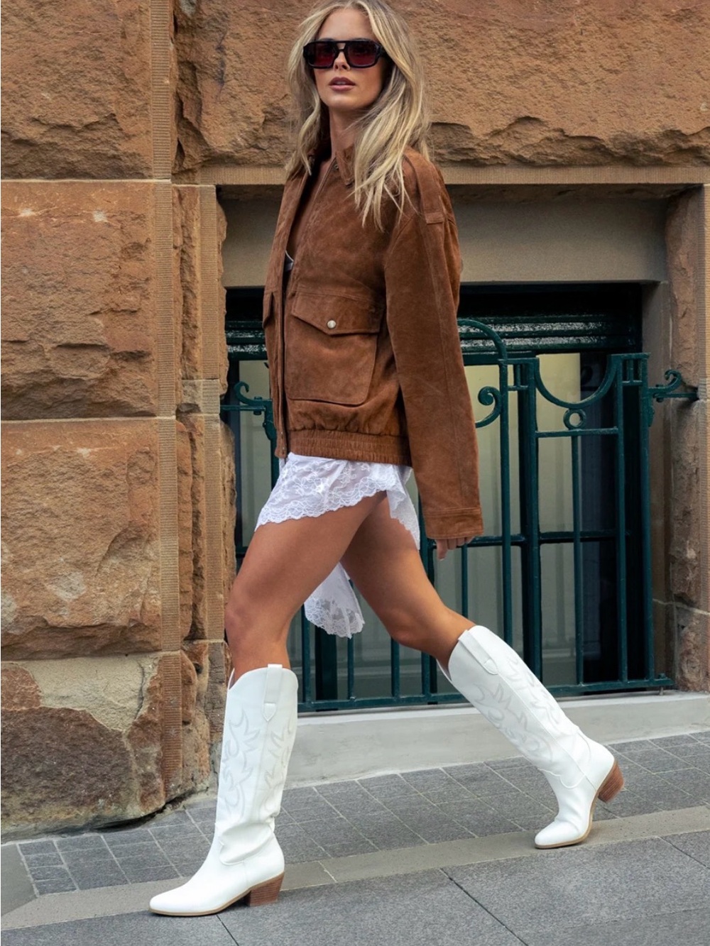 Billini White Knee-High Western Boots